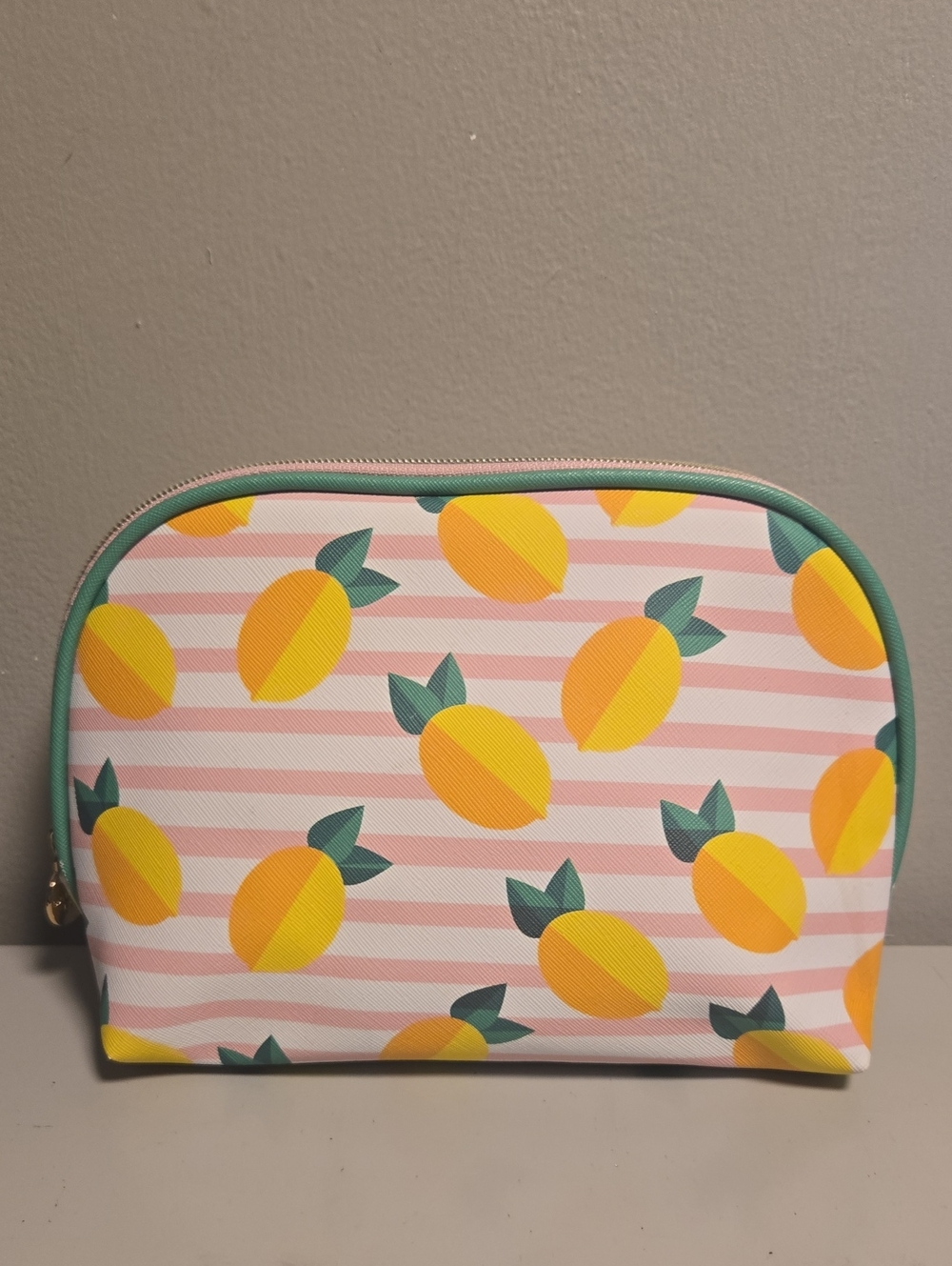 Dabney Lee Pink Stripe Lemon Cosmetic Pouch